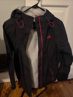 The North Face Black Ski Jacket Shell with Pink Trim